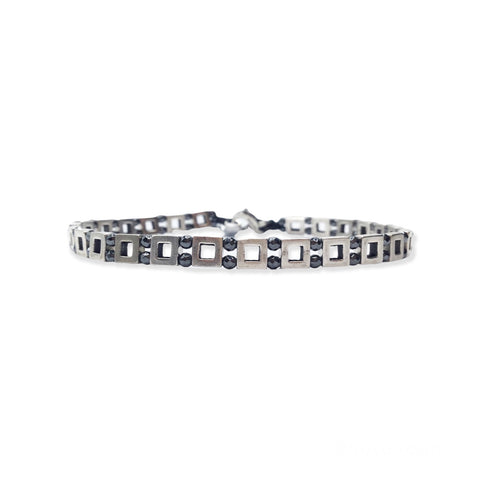 Bracciale Spadarella da Uomo con Quadrati in Argento con Ematite - SPBR586 -