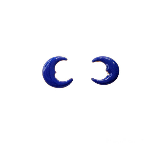 Orecchini Tappa Buco Luna Smalto Bluette - Le Favole