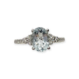 Anello Donna Miluna Gioielli in Oro Bianco, Brillanti e Acqua Marina Rettangolare - LID3544