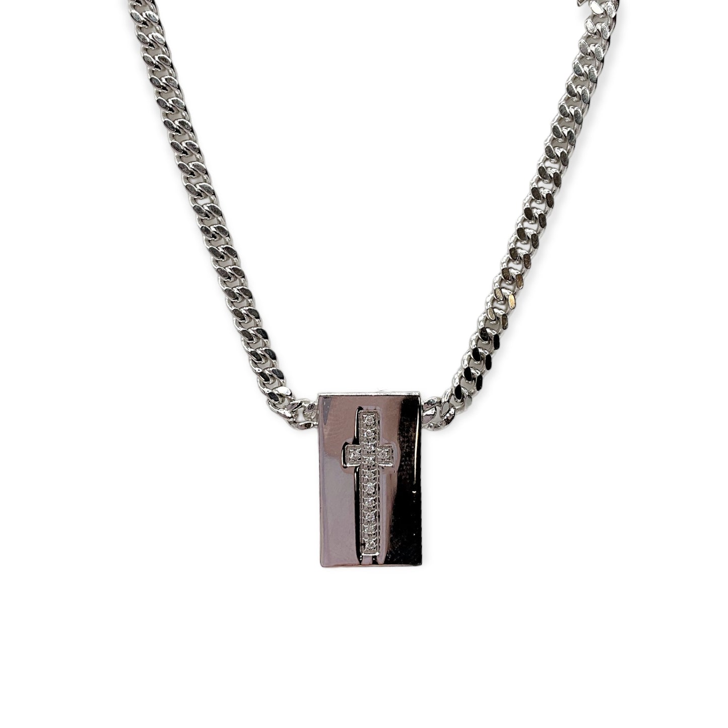Collana Donna Cuore/Croce con Brillanti in Argento - CA010901
