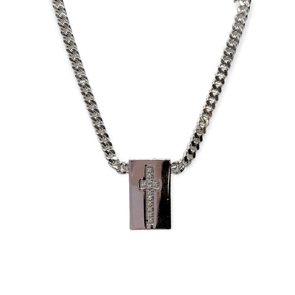 Collana Donna Cuore/Croce con Brillanti in Argento - CA010901
