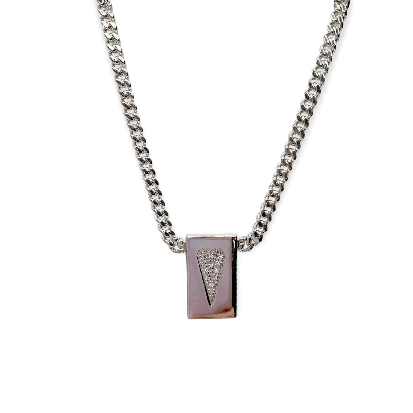 Collana Donna Cuore/Croce con Brillanti in Argento - CA010901