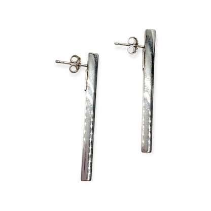 Orecchini Donna Barretta Lunga con Brillante in Argento - O0222