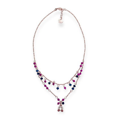 Collana Doppia Pietre Fucsia e Blu con Carrozza Mini - Le Favole