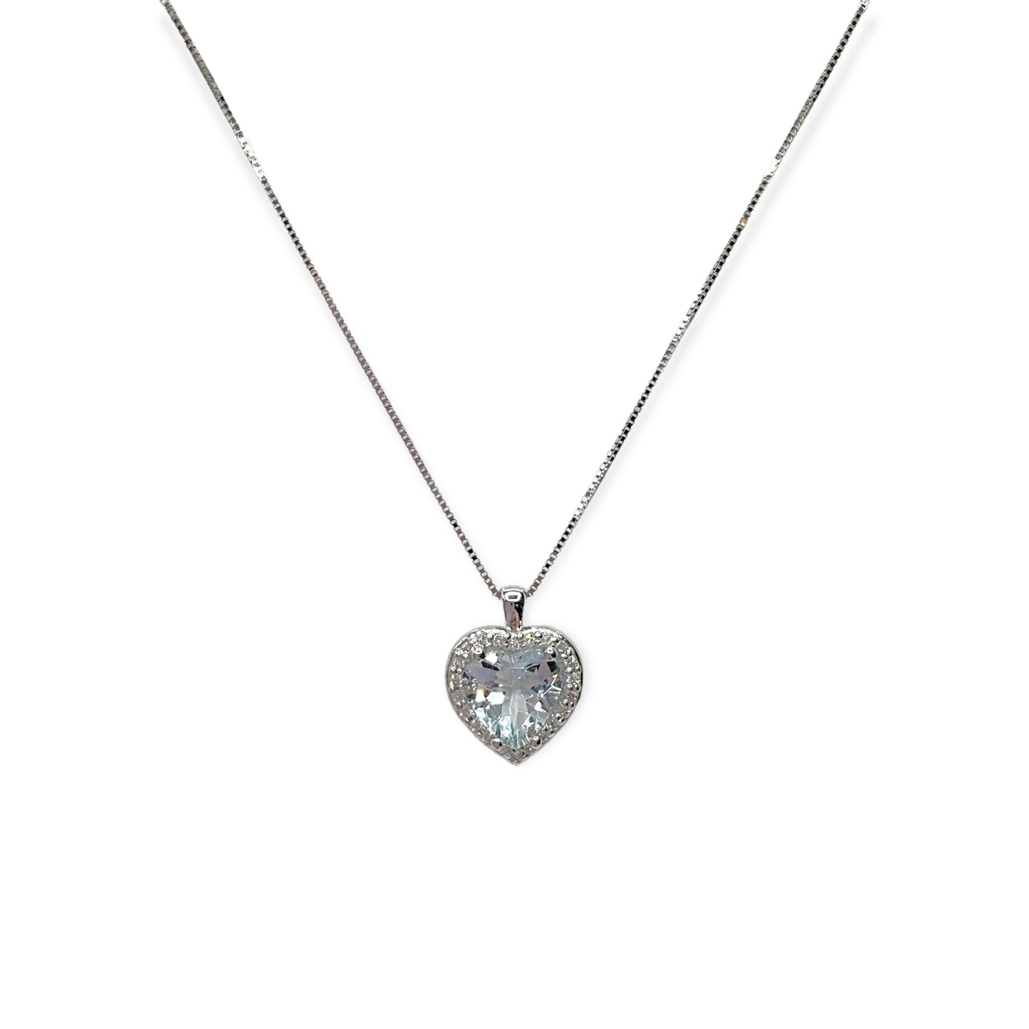 Collana Donna Miluna Gioielli in Oro Bianco, Brillanti e Acqua Marina a Cuore - CLD4213