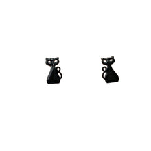 Orecchini Tappa Buco Gatto Smalto Nero - Le Favole