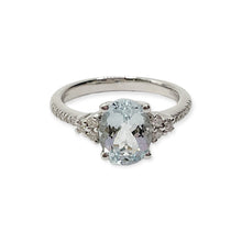 Anello Donna Miluna Gioielli in Oro Bianco, Brillanti e Acqua Marina Rettangolare - LID3544