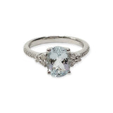 Anello Donna Miluna Gioielli in Oro Bianco, Brillanti e Acqua Marina Rettangolare - LID3544