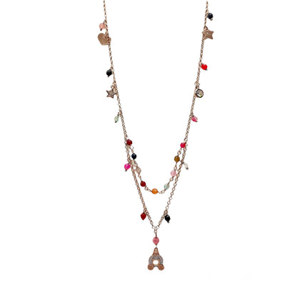 Collana Lunga con Pietre Colorate e Carrozza Mini - Le Favole