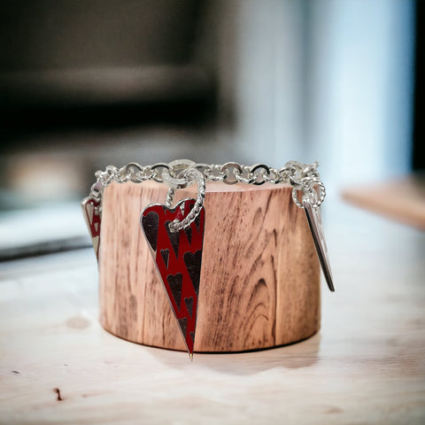 Bracciale Donna Smalto Rosso Cachet d'Amour in Argento - BA010846