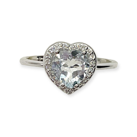 Anello Donna Miluna in Oro Bianco, Brillanti e Acqua Marina a Cuore - LID3373