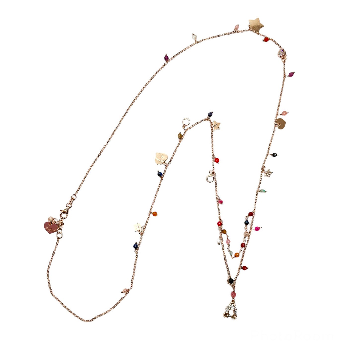 Collana Lunga con Pietre Colorate e Carrozza Mini - Le Favole
