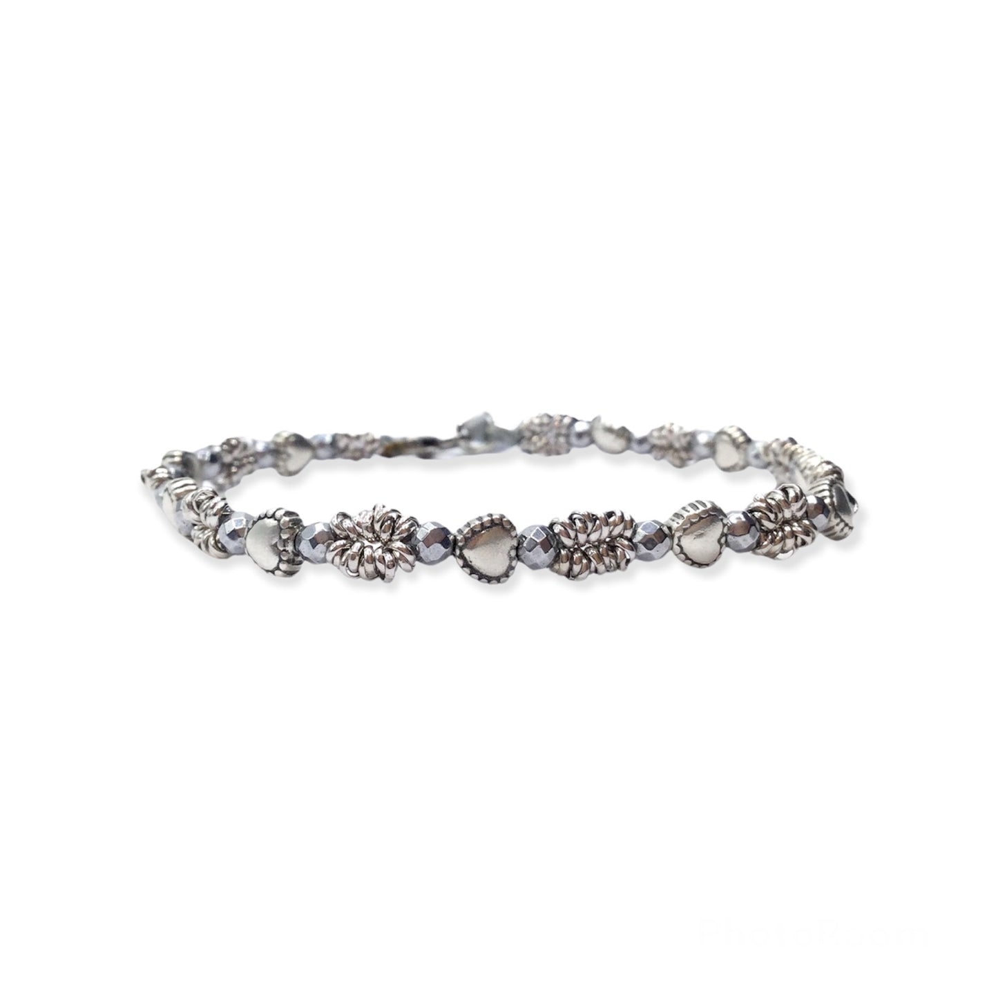 Bracciale con Perline, Anellini e Cuoricini Ex Voto - SPBR611 -