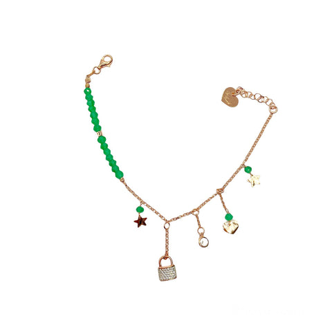 Bracciale con Pietre Verdi e Lucchetto - Le Favole